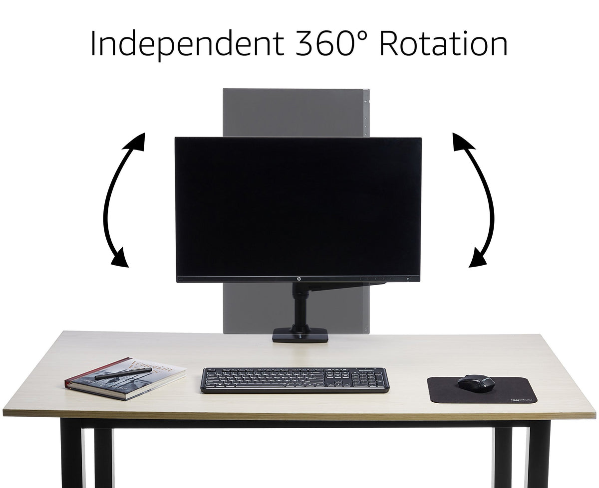 Basics Single Computer Monitor Stand Height Adjustable Desk Arm  Mount, Steel, Black : Electronics 