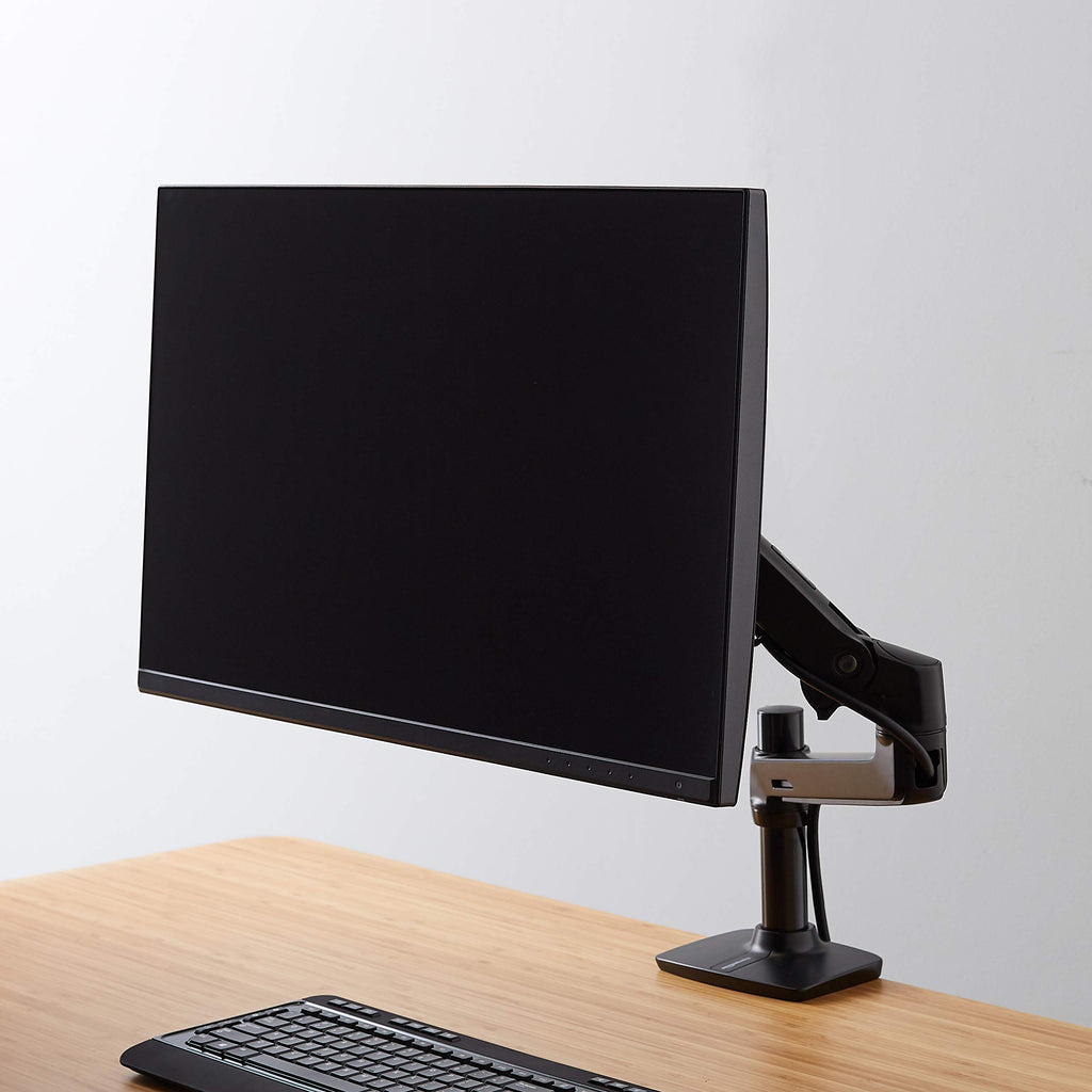 Basics Single Computer Monitor Stand Height Adjustable Desk Arm  Mount, Steel, Black : Electronics 