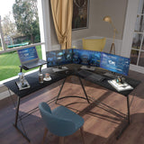L Shaped Gaming Desk - Black