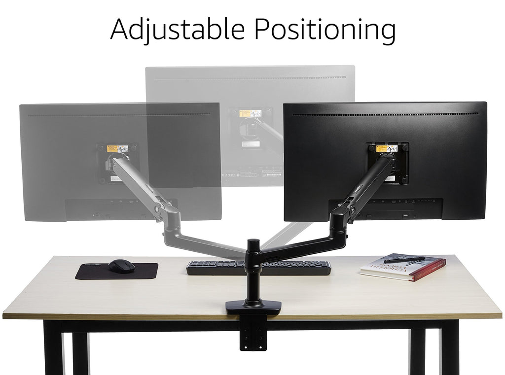 Basics Single Computer Monitor Stand Height Adjustable Desk Arm  Mount, Steel, Black : Electronics 