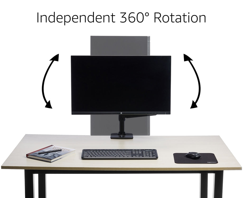 Basics Single Computer Monitor Stand Height Adjustable Desk Arm  Mount, Steel, Black