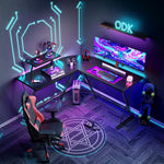 L Shaped Gaming Desk - Black